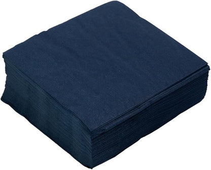 JAM PAPER Small Beverage Napkins - 5 x 5 - Navy Blue - 50/Pack