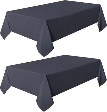 sancua 2 Pack Dark Grey Tablecloth 60 x 102 Inch, Rectangle 6 Feet Table Cloth - Stain and Wrinkle Resistant Washable Polyester Table Cover for Dining Tables, Buffet Parties and Camping