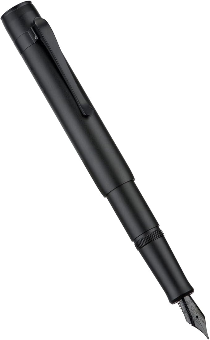 Hongdian M2 Black Forest Mini Fountain Pen, Fine Soft Nib & Sleek Shape Aluminium Short Pocket Travel Pen (Matte Black)