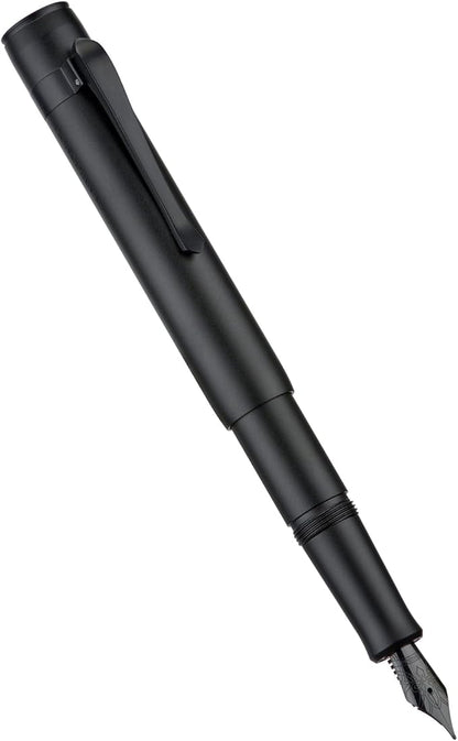 Hongdian M2 Black Forest Mini Fountain Pen, Fine Soft Nib & Sleek Shape Aluminium Short Pocket Travel Pen (Matte Black)