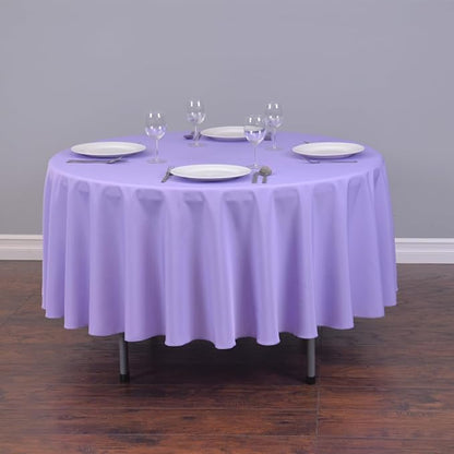 LTC LINENS 5 Pack 90 Inch Round Tablecloth Lavender - Wrinkle Resistant Table Cloth for Round Table -Washable Polyester Fabric Table Cover for Wedding, Party