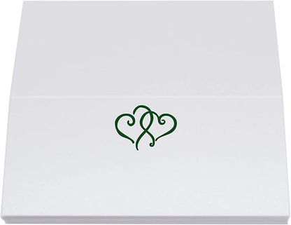 Linked Hearts Place Cards, Hunter Green (Choose Color), Set of 60, Pre-cut and Scored - Wedding, Party, Dinner, and Special Events - Made in the USA