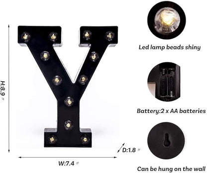 Foaky Black LED Marquee Number Lights Sign Light Up Marquee Number Lights Sign for Night Light Wedding Birthday Party Battery Powered Christmas Lamp Home Bar Decoration