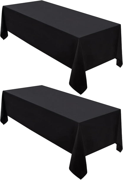 Surmente 2 Pack Black Tablecloth 60 x 102-inch Rectangular Polyester Table Cloth for Weddings, Banquets, or Restaurants