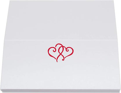 Linked Hearts Place Cards, Ruby Red (Choose Color), Set of 150, Pre-cut and Scored - Wedding, Party, Dinner, and Special Events - Made in the USA