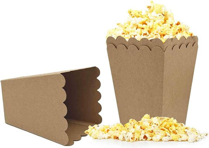 Kraft Paper Popcorn Boxes Mini Paper Popcorn Box Cardboard Popcorn Container for Party, Pack of 24