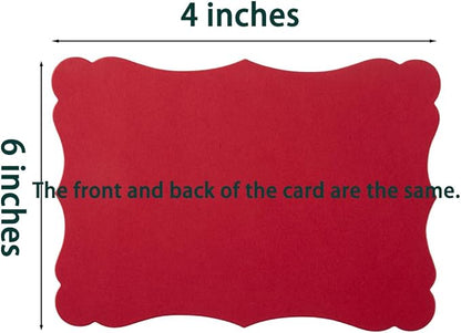 50 Pack Christmas Blank Kraft Cards Cardstock Thick Paper Brown Greeting Cards for DIY Gift Card Menus, Baby Shower and Wedding Invitations (Christmas Red/Green, 4x6IN)