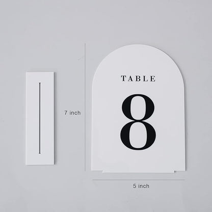 UNIQOOO White Arch Wedding Table Numbers with Stands 1-20, 5x7" Acrylic Signs and Holders, Perfect for Centerpiece, Reception, Decoration, Party, Anniversary, Event