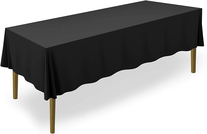 Lann's Linens - 10 Premium 70" x 120" Tablecloths for Wedding/Banquet/Restaurant - Rectangular Polyester Fabric Table Cloth - Black
