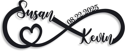 Wedding Gifts for Couples 2025 | Personalized Wedding Gifts | Couples Gift for Her | Anniversary Wedding Date Sign | Engagement Gift | Wall Decor | Bridal Shower Gift | Infinity Metal Sign