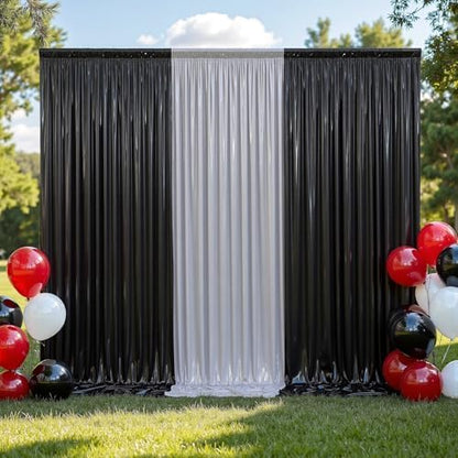 30x10 ft Wrinkle Free Black Sequin Backdrop Curtain for Parties,Thick Not Fall Glitter Wedding Drapes Backdrop,6 Panels 5x10ft Shimmer Photo Wall Back Drop Cloth for Birthday Photography Background