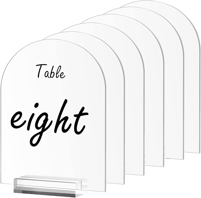 6 Pack 8x10 Inch Frosted Arch Acrylic Sign with Stands, Frosted Table Signs, Arched Round Top Acrylic Sheet, DIY Arch Signs Blank for Wedding Table Number Menu Bar List Sign
