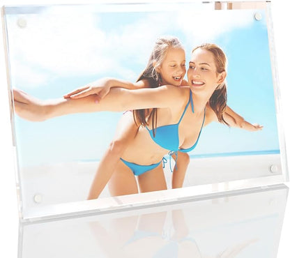 HELPLEX Picture Frames, 1 Pack 5x7 inch Acrylic Picture Frame Clear 5 x 7 Photo Frames Magnetic Picture Frames Ready for Tabletop Display, Effectively Protect Photos from Fading and Yellowing
