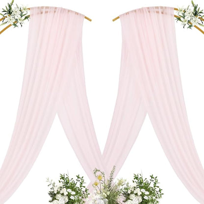 MLMC Blush Pink Wedding Arch Draping Fabric 4 Panels 29" x 20 FT Extra Long Gauze Drapes Sheer Backdrop Curtains 6.6 Yards Outdoor Drapery Panels for Wedding Ceremony Party Ceiling Decoration