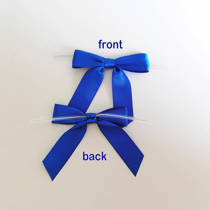 50pcs/Bag 3-1/2" Blue Satin Ribbon Bows with Twist Ties for 4th of July Independence Day Gift Wrapping Packing Holiday Decoration(Blue)