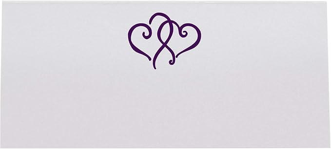Linked Hearts Place Cards, Eggplant (Choose Color), Set of 60, Pre-cut and Scored - Wedding, Party, Dinner, and Special Events - Made in the USA