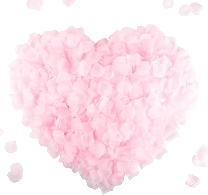CODE FLORIST 1500 PCS Silk Rose Petals for Valentine's Day,Fake Rose Petals for Romantic Night,Wedding,Proposal Anniversary Flower Decorations(Separated,Scented,Light Pink)