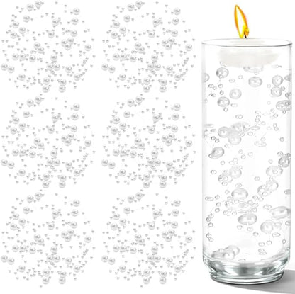 100 PCS Artificial Floating Beads for Centerpieces Vases, White 8+3mm String Beads for Wedding Party Faux Pearl String for Decorating, String Pearls for Crafts Vase Filler