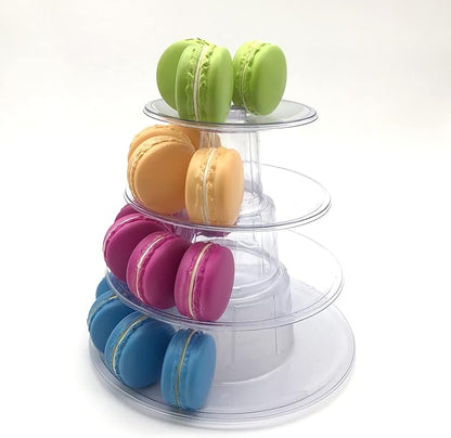 2 Set 4 Tier Macaron Display Stand Round Macaron Tower Cake Stand Dessert Cupcake Stand Cookie Tray Rack Desserts Display for Wedding Birthday Party Baby Shower Bakery Decor