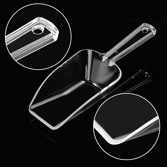Ice Scoop Candy Buffet Containers Scoopers, Hmxpls Clear Plastic Scoop for Popcorn Cookie Candy Buckets, Podpocket Acrylic Large Scoops for Parties Wedding Bar Jars Freezer Dry Goods （6 Pack 7.5 In ）
