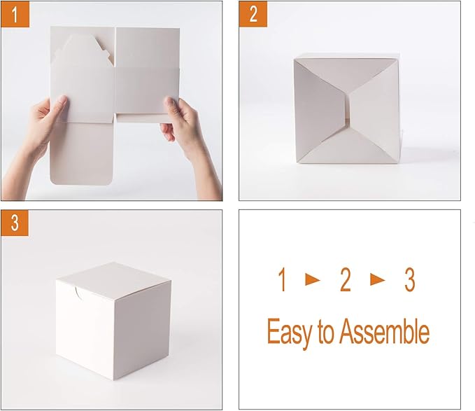 GEFTOL Gift Box 20 Pack 6 x 6 x 4 inches Fold Box Paper Gift Box Bridesmaids Proposal Box for Bridal Birthday Party Christmas（White）