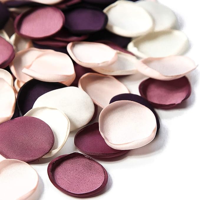 Floroom 300pcs Rose Petals Plum Fake Faux Silk Flower Petals for Wedding Flower Girl Basket Aisle Runner Scatter Dinner Table Centerpieces Party Confetti Bridal Shower Romantic Night Favors Decoration