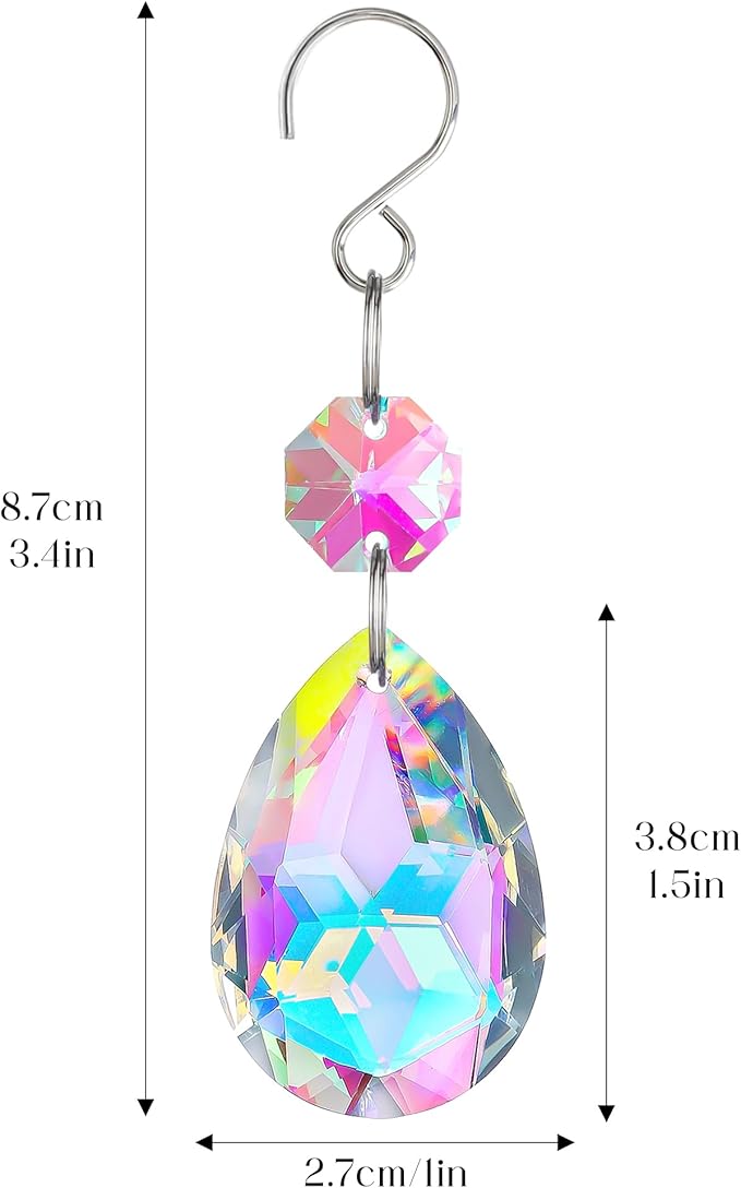 H&D HYALINE & DORA 3Inch Crystal Suncatcher Bauhinia Prisms Pendants 10Pcs Chandelier Crystals Replacement Hanging Sun Catcher Beads for DIY Arts Crafts Decor (AB)