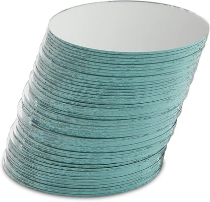 Juvale 4-Inch Round Glass Mirrors for Crafts - 4-Inch, 50-Pack, Blue, Modern - Craft Supply for Mirror Centerpieces & Home Decoration