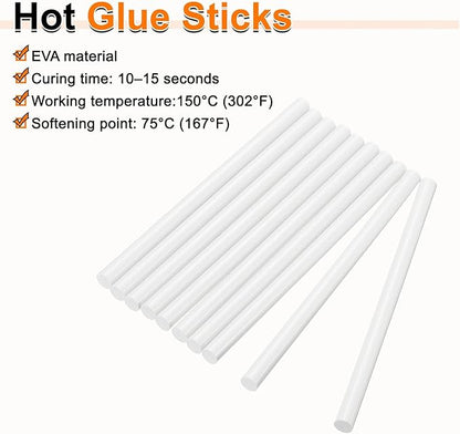 HARFINGTON 10pcs Hot Glue Sticks 0.43" Dia x 3.94" Long EVA Mini Hot Melt Adhesive Glue Stick for Hot Melt Gun Wood Plastic Glass Flowers Fabrics Foam, White