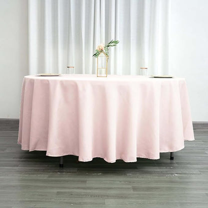 Efavormart Round Tablecloth, 108 Inch Stain & Wrinkle Resistant Washable Table Cloth, Decorative Polyester Fabric Table Cover for Banquet, Wedding, Dining- Blush