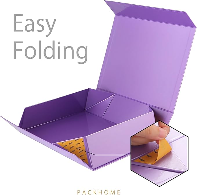 PACKHOME 6 Large Gift Boxes 13.5x10x3.5 Inches, Sturdy Shirt Boxes with Magnetic Lids for Multiple Occasions (Glossy Purple)