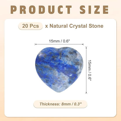 PATIKIL 20 Pcs Natural Heart Shaped Crystal Stone, 0.6 Inch Mini Polished Love Gemstone Crystal, Pocket Rock Engraved Worry Stones for Women Gifts Meditation, Dark Blue