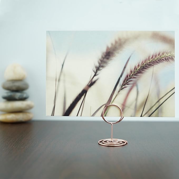 20Pcs Table Number Holders, Place Card Holder, Mini Table Card Holders, Cute Picture Holder Photo Holders for Wedding Reception Party, Table Centerpieces (Rose Gold)