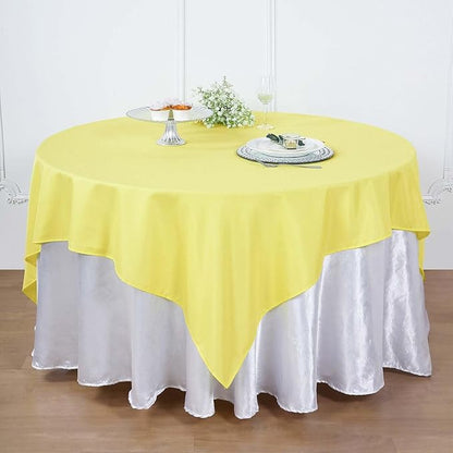 Efavormart 90" Yellow Wholesale Linens Polyester Square Linen Tablecloth for Kitchen Dining Catering Wedding Birthday Party
