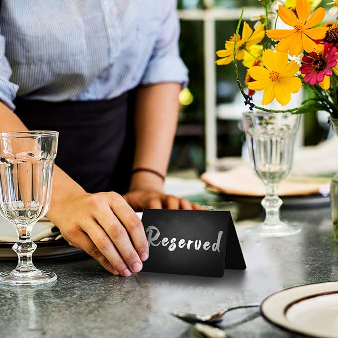 20 Pack Chalkboard Tent Signs 4x3 – Mini Tabletop Food Labels for Buffet Wedding & Party Use – Plastic Reusable Chalk Name Tags & Display Signs for Events
