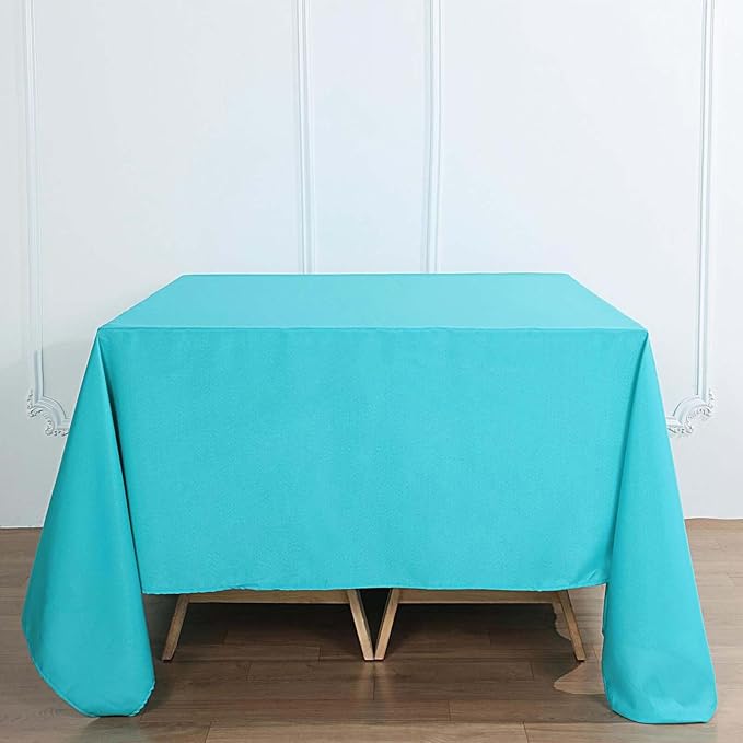Efavormart 90" Turquoise Wholesale Linens Polyester Square Linen Tablecloth for Kitchen Dining Catering Wedding Birthday Party
