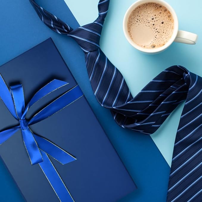 LIFELUM Navy Blue Birthday Gift Box for Men 13.8 x 8.3 x 4.4 inch, Groomsmen Proposal Gift Box for Presents with Lids Ribbon,Card,Shredded Paper Filler