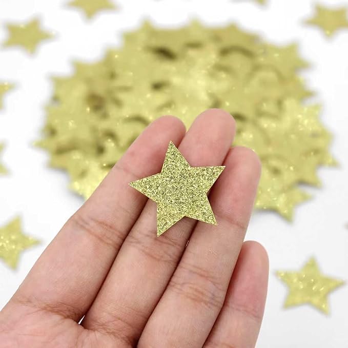 Glitter Star Confetti for Party and Tables Decoration,Baby Shower Birthday Wedding Graduation Retirement Bachelor Party,1.2inch in Diameter,200pc