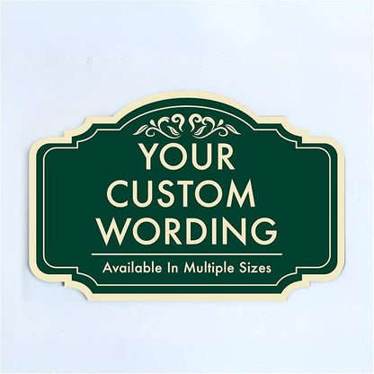 Custom Decorative Outdoor Metal Sign - Personalized Aluminum Driveway Sign, Waterproof, Made in USA - Design 2 Forest Green 10x7 In