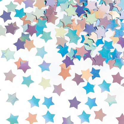 Laser Silver Star Confetti Holographic Table Decoration for Baby Shower Birthday Wedding Graduation Eid Ramadan Theme Party,1.2 inch in Diameter,200 Counts