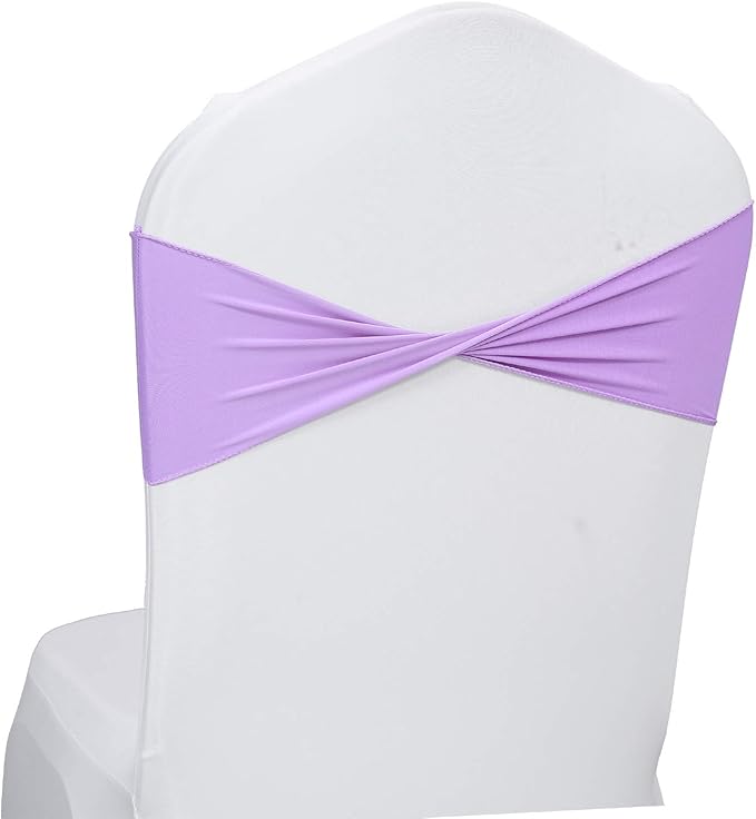 VDS Pack of 300 PCS | Lavender | Spandex Chair Sashes Bows Without Buckle | Stretch Elastic Banquet Universal Folding Chair Band Tie with for Wedding Party Conference Celebration Event Decoration