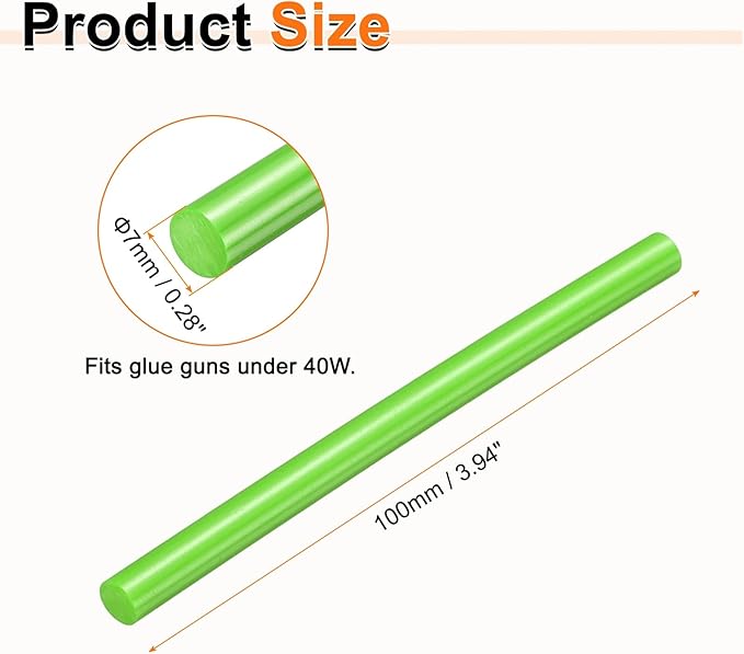 HARFINGTON 10pcs Hot Glue Sticks 0.28" Dia x 3.94" Long EVA Mini Hot Melt Adhesive Glue Stick for Hot Melt Gun Wood Plastic Glass Flowers Fabrics Foam, Light Green