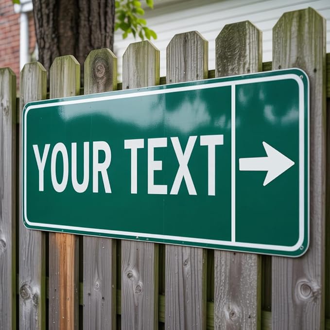 Custom Street Signs, Reflective Option, Single/Double Sided, Outdoor Metal Signs with Direction Arrow, Personalized Rust Free Aluminum, UV Protected & Weatherproof - 4x18 Inch
