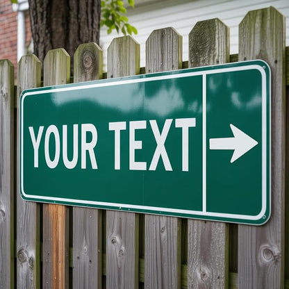 Custom Street Sign, Reflective Option, Directional Arrow Signs, 6x24 Inches, Single/Double Sided, Rust Free Aluminum-UV Protected and Weatherproof