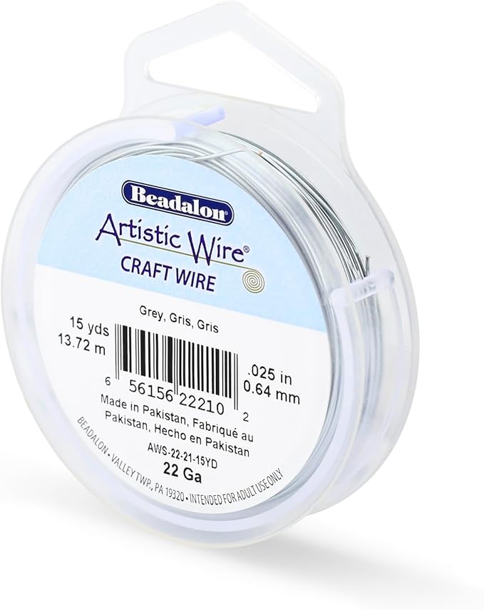 Artistic Wire, 22 Gauge Tarnish Resistant Colored Copper Craft Wire, Grey, 15 yd