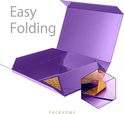 PACKHOME 6 Extra Large Gift Boxes 17.5x11.3x4.3 Inches, Sturdy Shirt Boxes with Magnetic Lids for Clothes and Large Gifts (Glossy Purple)