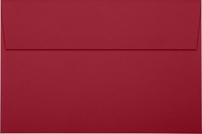 LUXPaper A9 Invitation Envelopes | Peel & Press | 5 3/4" x 8 3/4" | Garnet Red | 80lb. Text | 50 Qty
