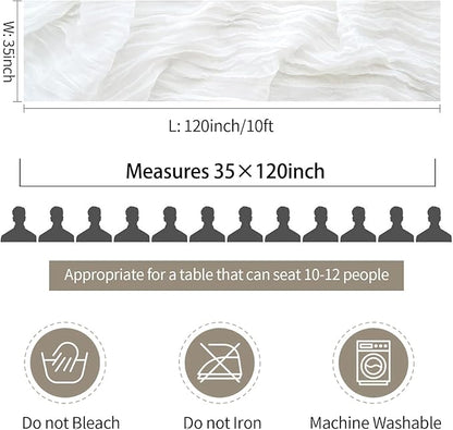 White Cheesecloth Table Runner, 10Ft Boho Gauze Cheese Cloth Table Runner Romantic Sheer Ivory Runner for Wedding Bridal Shower Table Decoration