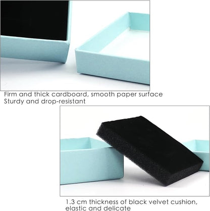 Gift Box Necklace Earring Ring Box Gift Box,12 Pieces Square Cardboard Jewelry Gift Boxes,Cotton Filled Cardboard Paper Jewelry Box Gift Case (3.5x3.5x1.25 Inches) (Blue)