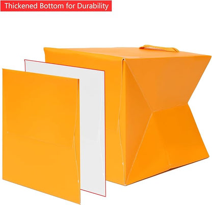 Orange Paper Gift Bag Small Square Bottom Kraft Paper Bags with Handles for Halloweens Wedding Baby Shower Birtyday Party (Orange, 6 x 6 x 6 in, 10 CT)
